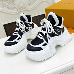 LV ARCHLIGHT 2.0 PLATFORM SNEAKER IN WHITE MIX BLACK MIX OF MATERIALS