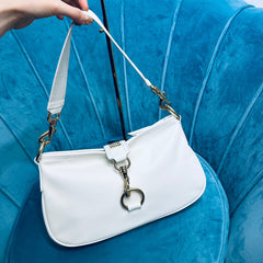 SHOULDER BAG 33 IN WHITE CALFSKIN GOLD HARDWARE