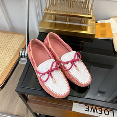 LV GLORIA FLAT LOAFER LOGO STAMPING WHITE PINK