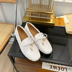 LV GLORIA FLAT LOAFER LOGO STAMPING WHITE