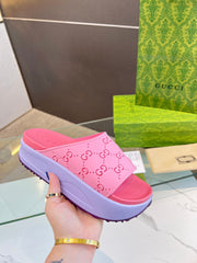 PLATFORM SANDALS IN BABY PINK MONOGRAM IMPORTED TPU