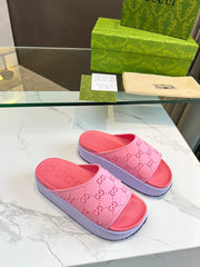 PLATFORM SANDALS IN BABY PINK MONOGRAM IMPORTED TPU