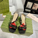 GG CLASSIC STRAPPY HEEL SANDAL BLACK CALFSKIN