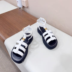 LYMPIA GLADIATOR SANDAL IN CALFSKIN WHITE