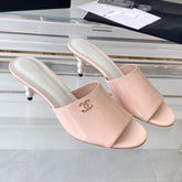 high heel 70 mule sandals pink white patent calfskin