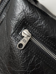 SUPERBUSY LARGE SLING BAG 42 IN BLACK LAMBSKIN