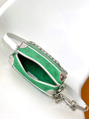 LV 25S MINI SOFT TRUNK BAG 18 IN FOREST GREEN CALFSKIN SILVER HARDWARE