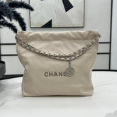 CC MEDIUM 37 HANDBAG IN BEIGE CREAM CALFSKIN SILVER HARDWARE