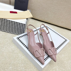 VLOGO SLINGBACK PUMP IN CREPE PINK CALFSKIN LEATHER