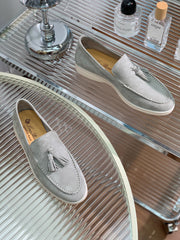 LP SUMMER WALK TASSELS LOAFERS LIGHT GRAY SUEDE