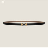 HM ANCRE BUCKLE & REVERSIBLE BLACK AND KHAKI BROWN LEATHER STRAP 13MM GOLD HARDWARE