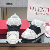 VALENTINO 25S GARAVANI OPEN SKATE SNEAKERS IN WHITE MIX BLACK LAMBSKIN STYLE 9