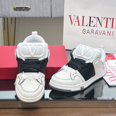 VALENTINO 25S GARAVANI OPEN SKATE SNEAKERS IN WHITE MIX BLACK LAMBSKIN STYLE 9