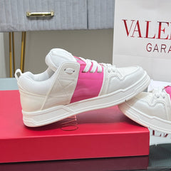 VALENTINO 25S GARAVANI OPEN SKATE SNEAKERS IN WHITE MIX PINK LAMBSKIN STYLE 10