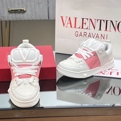 VALENTINO 25S GARAVANI OPEN SKATE SNEAKERS IN WHITE MIX PINK LAMBSKIN STYLE 10