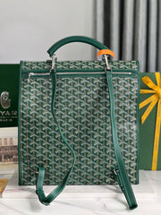 SAINT LÉGER BACKPACK 35 IN GREEN GOYARDINE CANVAS AND CALFSKIN WITH CARTOON PATCH