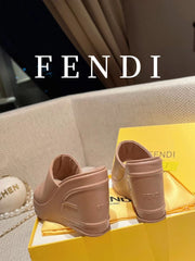 FENDI BAGUETTE WEDGE PLATFORM 85MM IN ASH BROWN CALFSKIN
