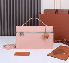 EXTRA BAG L27 IN BLUSH PINK GRAINED CALFSKIN WITH SILVER HARDWARE