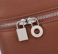 EXTRA BAG L27 IN UMBER BROWN GRAINED CALFSKIN WITH SILVER HARDWARE