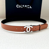 CC 30MM BELT IN BRONZE BROWN AND BLACK CALFSKIN WITH SILVER HARDWARE