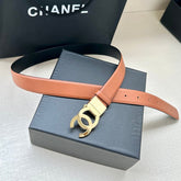 CC 30MM BELT IN BRONZE BROWN AND BLACK CALFSKIN WITH GOLD HARDWARE