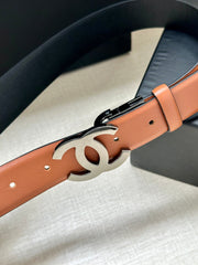 CC 30MM BELT IN BRONZE BROWN AND BLACK CALFSKIN WITH SILVER HARDWARE