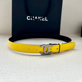 CC 30MM BELT IN BRIGHT YELLOW AND BLACK CALFSKIN WITH SILVER HARDWARE