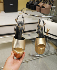 SL SUPER HIGH HEELS SANDAL METALLIC GOLD CALFSKIN