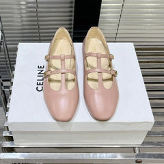 FLAT SANDALS WITH DOUBLE STRAP-DESIGN LEATHER ROSE PINK