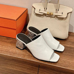 GLAM MULE 60 WHITE LAMBSKIN