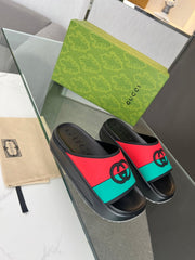 INTERLOCKING G SLIDE SANDAL IN BLACK MIX COLORFUL IMPORTED TPU