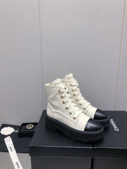 MARTIN SHORT BOOTS WHITE MIX BLACK LAMBSKIN