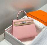 KELLY 25CM IN ROSE SAKURA SWIFT CALFSKIN SILVER HARDWARE