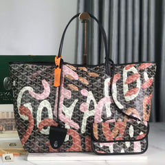 SAINT LOUIS GM BAG 40 IN PINK LETTRES CAMOUFLAGE GOYARDINE CANVAS