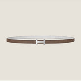 HM FOCUS BUCKLE & REVERSIBLE PEANUT BROWN AND WHITE LEATHER STRAP 13MM SILVER HARDWARE