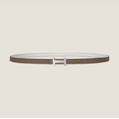 HM FOCUS BUCKLE & REVERSIBLE PEANUT BROWN AND WHITE LEATHER STRAP 13MM SILVER HARDWARE