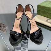 GG 105 HIGH HEEL SANDAL BLACK LAMBSKIN