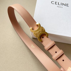 Medium Triomphe Belt 25mm Flamingo Calfskin Ghw