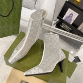 ANKLE BOOTS IN WHITE MESH AND SHEEPSKIN WITH GG CRYSTALS