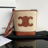 BUCKET CUIR TRIOMPHE 24 BEIGE BROWN CALFSKIN