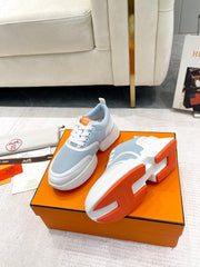 GIGA SNEAKER IN POWDER BLUE STITCHED MESH AND WHITE CALFSKIN