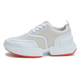 GIGA SNEAKER IN TAN BROWN STITCHED MESH AND WHITE CALFSKIN