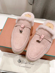 LP CHARMS WALK BABOUCHE LOAFERS LIGHT PINK FLEECE