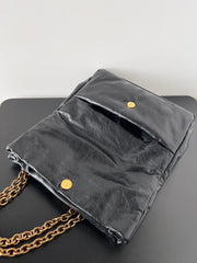 MONACO SMALL BAG 28 IN BLACK ARENA CALFSKIN GOLD HARDWARE