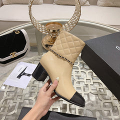 MID-HEEL ANKLE BOOTS IN TORTILLA BROWN CALFSKIN