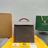 LEGER BACKPACK 37 IN BLACK GOYARDINE CANVAS WITH TAN CALFSKIN TRIM