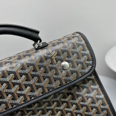 LEGER BACKPACK 37 IN BLACK GOYARDINE CANVAS WITH CALFSKIN TRIM