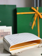 233 BAG 25 IN WHITE CALFKIN AND GOYARDINE CANVAS