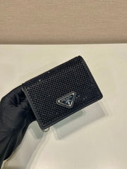 MINI FLAP BAG 11 IN BLACK DUCHESSE FABRIC ATTACHED FULL CRYSTALS SILVER CHAIN