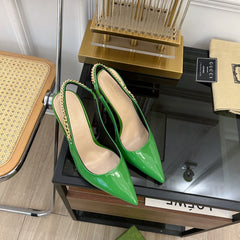GG SIGNORIA SLINGBACK PUMP EMERALD LAMBSKIN